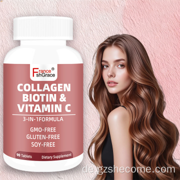 Kollagenpeptide, Biotin, Vitamin C, Tabletten, Hautgesundheit